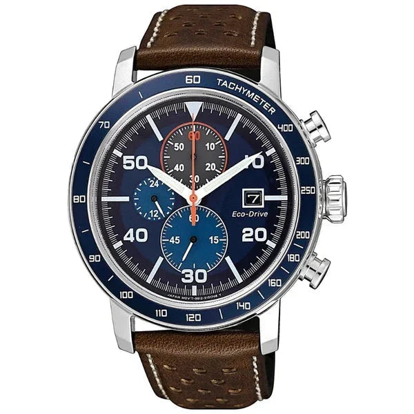 Multifunktionale Herren-Quarzuhr mit Lederarmband