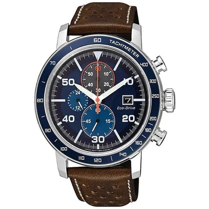 Multifunktionale Herren-Quarzuhr mit Lederarmband